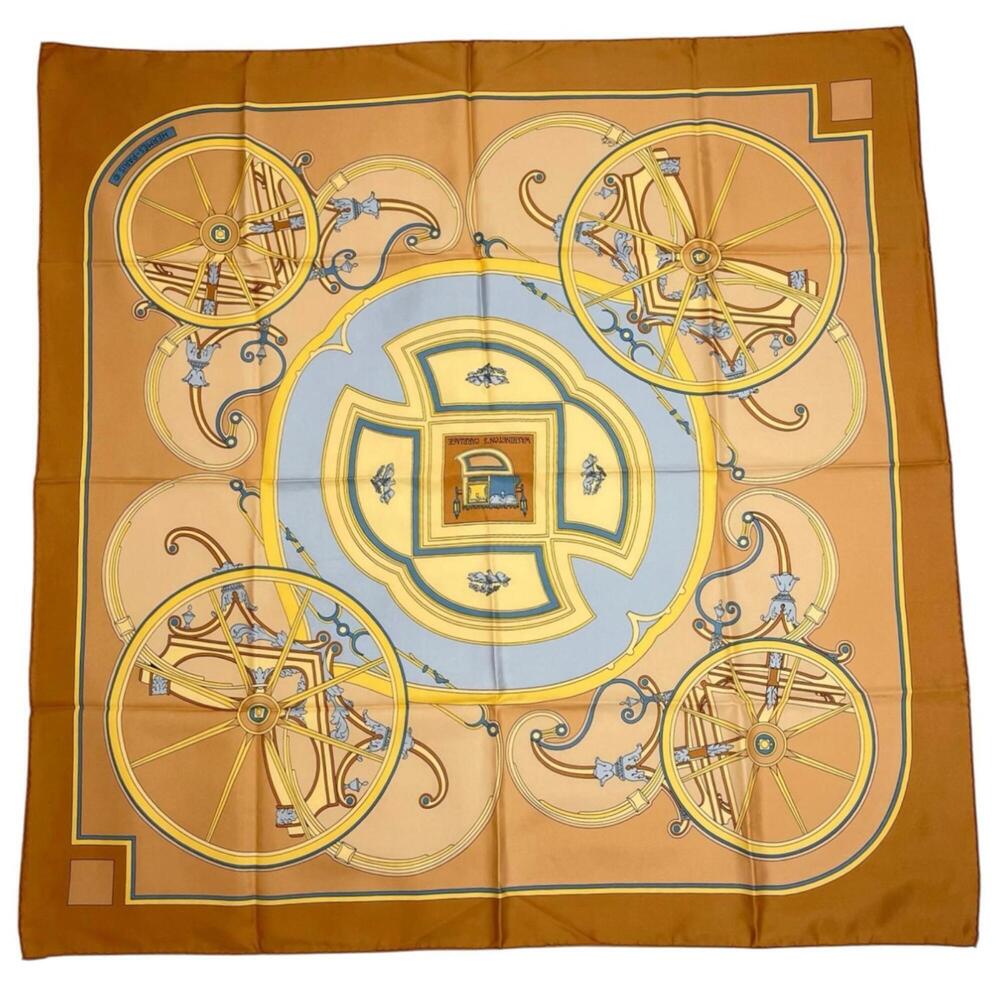 HERMES George Washington's Carriage Scarf/Muffler, Silk, Multicolor, Women's,...